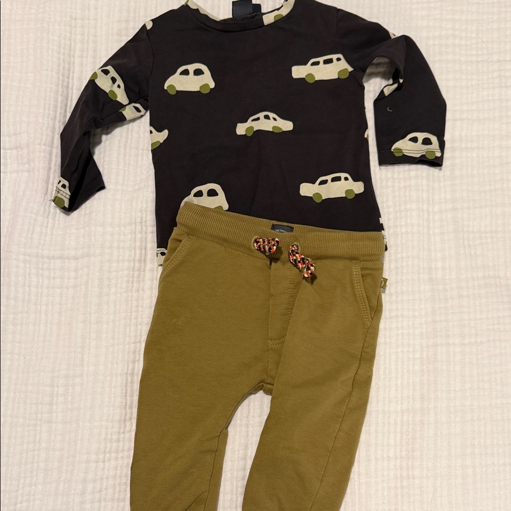 babyface Navy Kids Long Sleeve Top with Green Accent